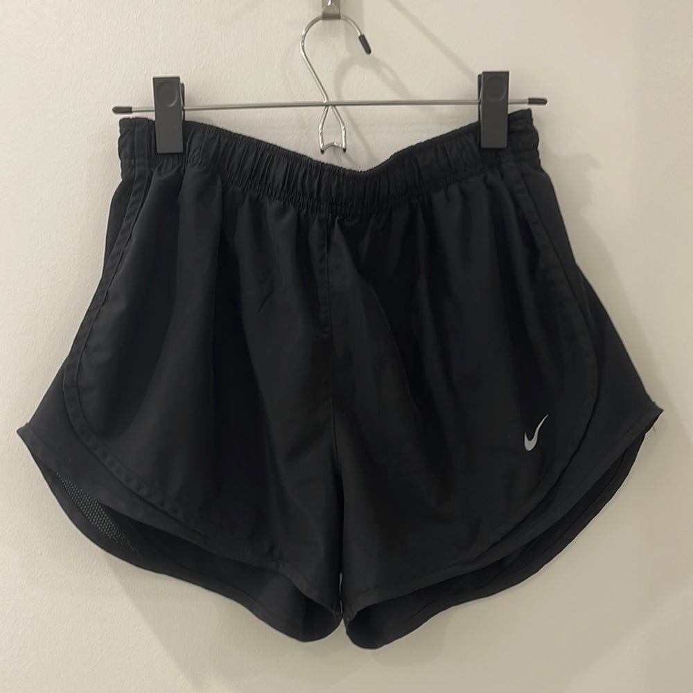 2 PAIRS. Black and white Nike dry fit running shorts. Both Size M